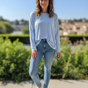 Under Armour Women's Light Blue Ruched Long Sleeve Tee